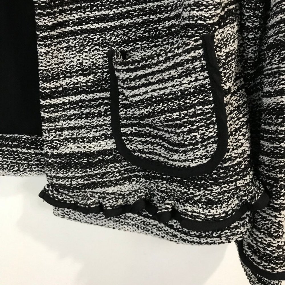 Catherine Malandrino Tweed Knit Blazer Jacket Size PM Petite Medium Gray Black - Picture 4 of 11